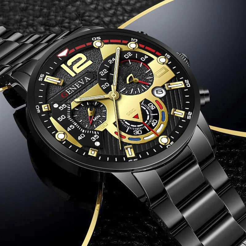 Reloj De Lujo Geneva G0106, Correa De Acero, Resistente Al Agua