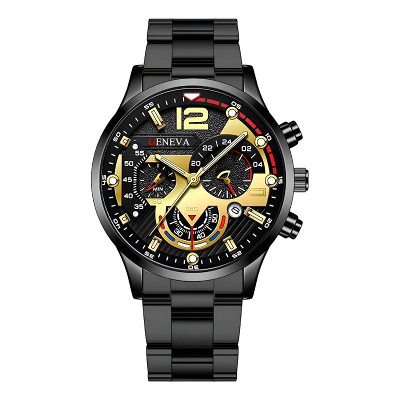 Reloj De Lujo Geneva G0106, Correa De Acero, Resistente Al Agua