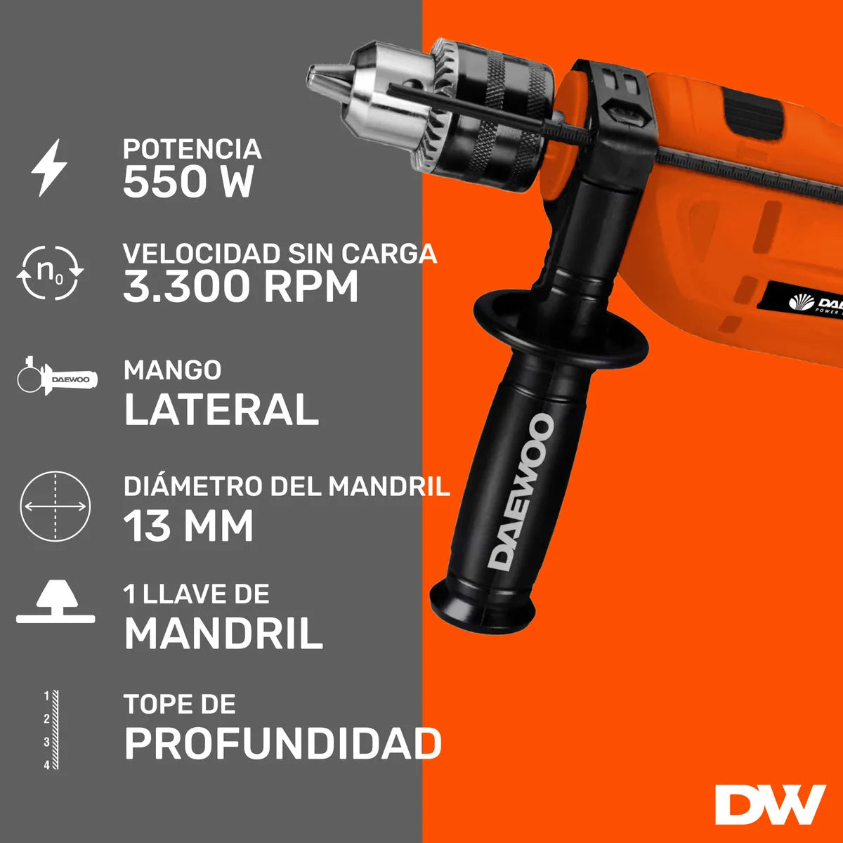 Taladro Percutor De Impacto 550w Daewoo
