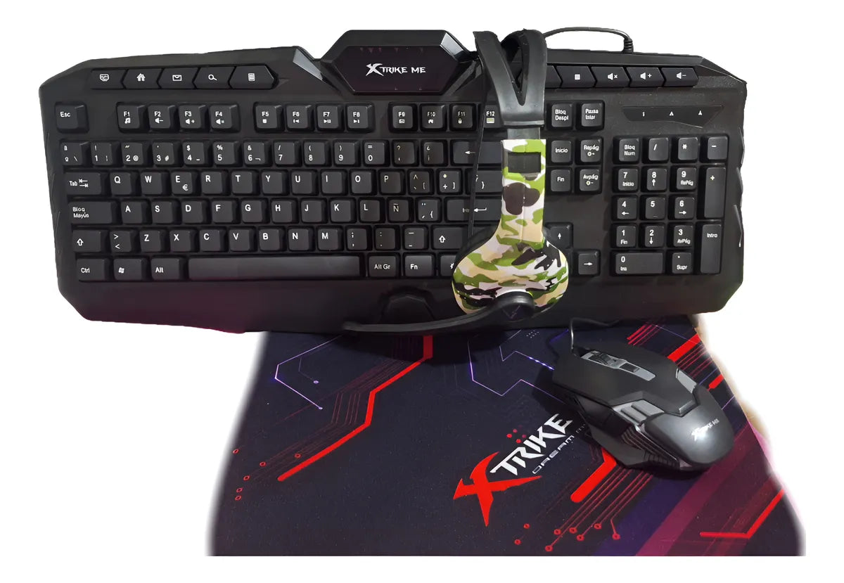 Combo Gamer Strike Teclado Mouse Funda , Auriculares X1pro