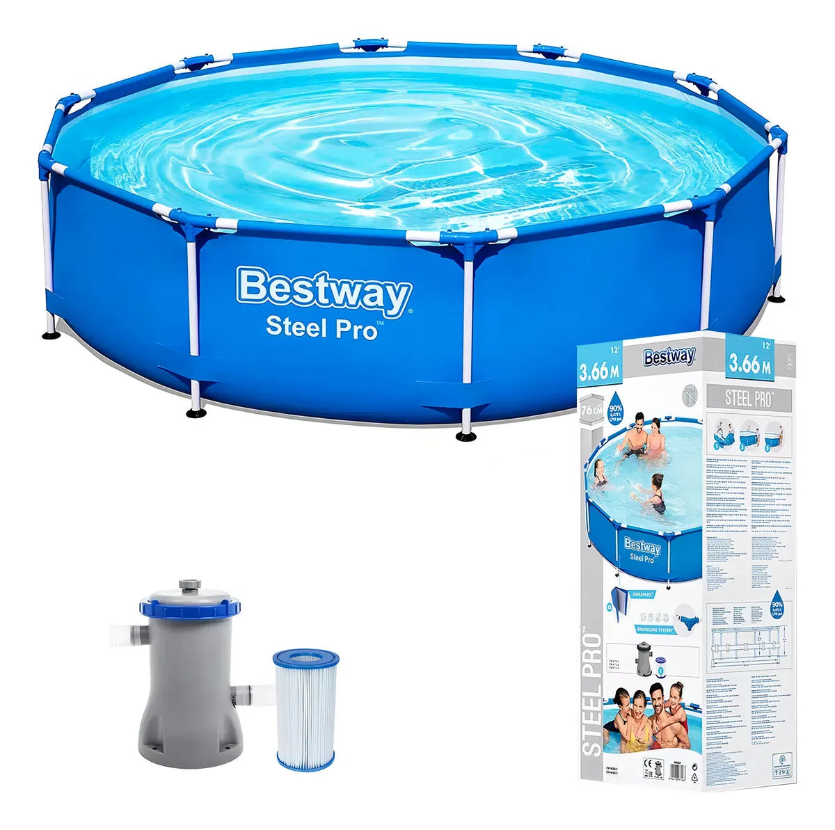 Piscinas Bestway 3.66 x 0.76 , con Cubredor