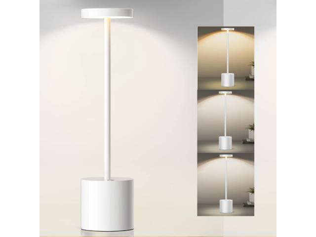 Lámpara de escritorio recargable digital blanca 34x8cm