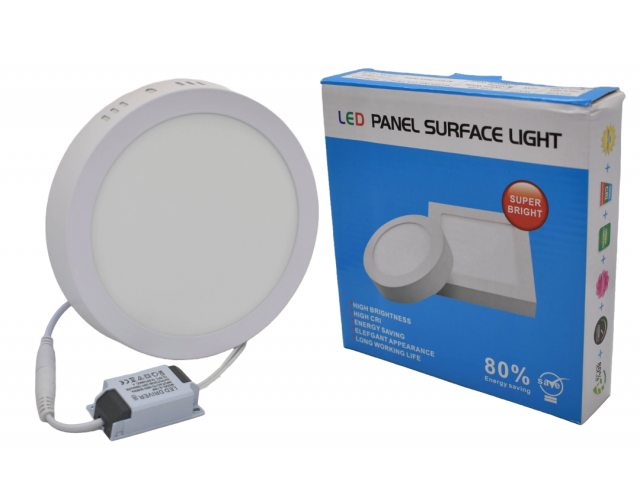 Panel LED redondo de superficie 21cm 18W blanca 6500K