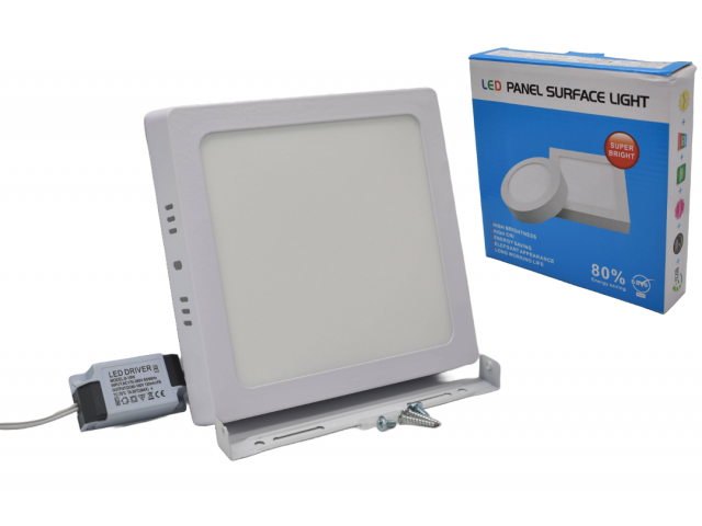 Panel LED cuadrado de superficie 16cm 12W blanca 6500K